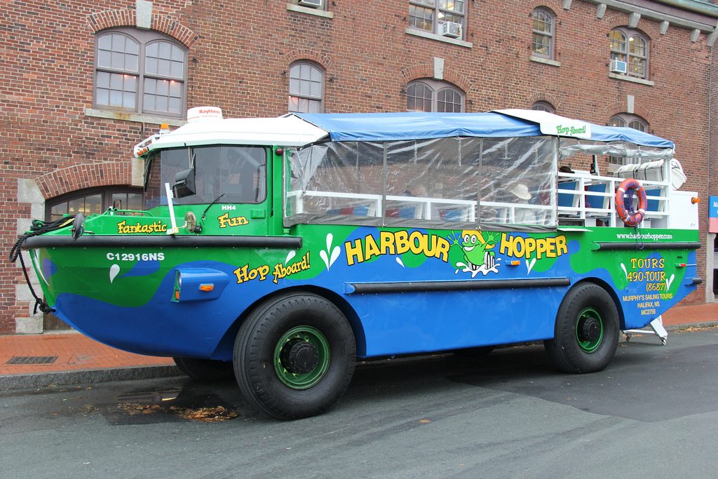 amphibian bus on land