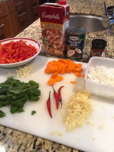 Ingredients for Thai chicken soup